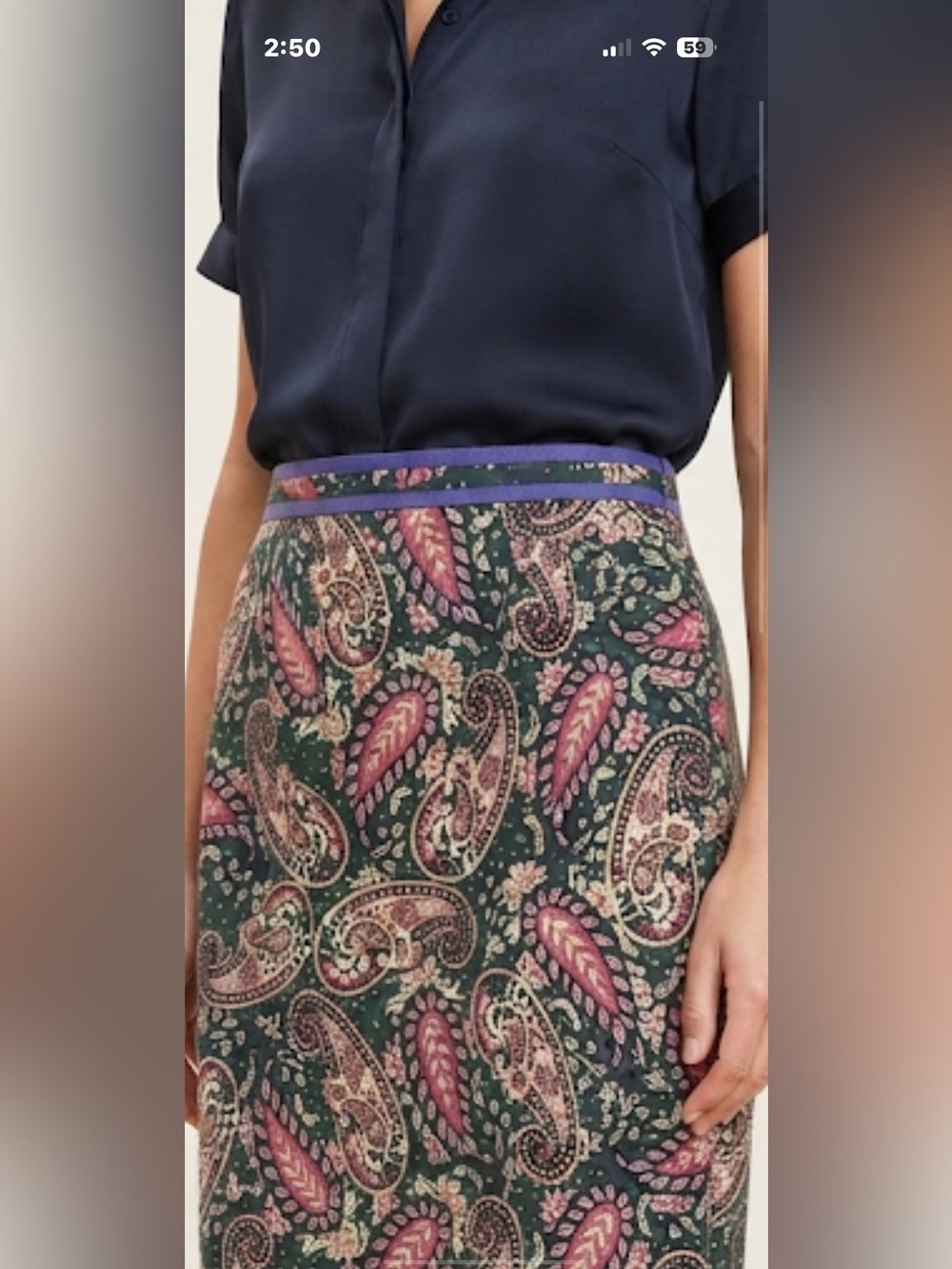 Boden Green & Pink Paisley Pencil Skirt | US 6P